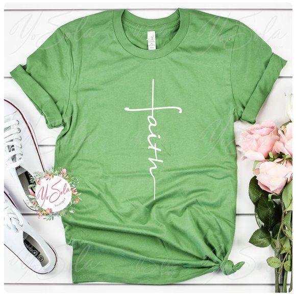 Tops - Faith - Leaf Green T-Shirt, Graphic tee